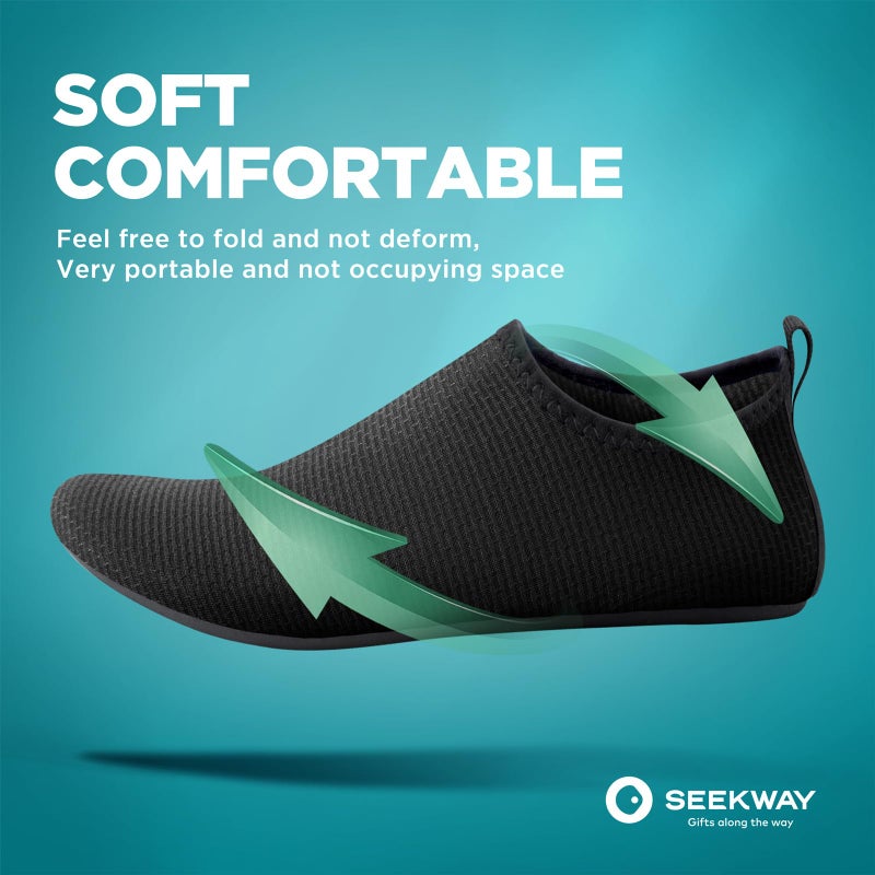 SEEKWAY Water Shoes Quick-Dry Aqua Socks Barefoot Slip-on for Beach Pool Swim River Yoga Lake Surf Women Men Black SK001 - Image 3